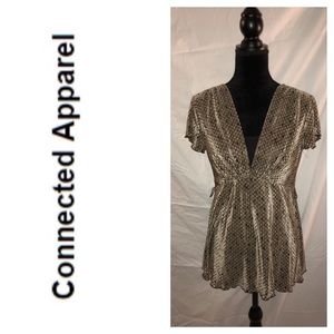Connected Apparel Black and Gold Peplum, Sz 10P